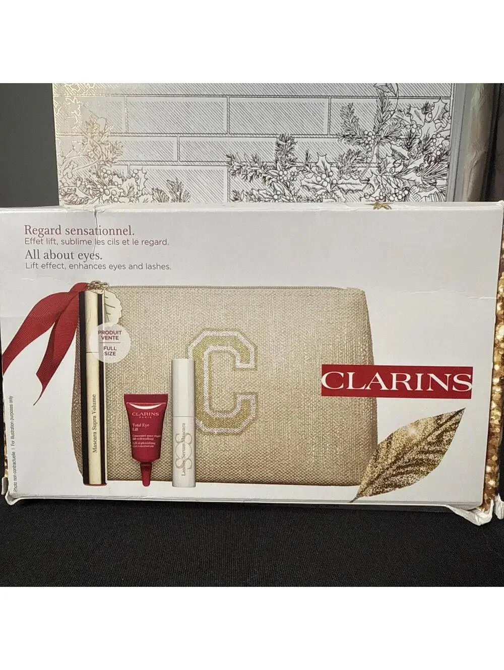 Clarins Makeup All About Eyes Gift Set - Mascara Total Eye Lift Lashes Serum NEW